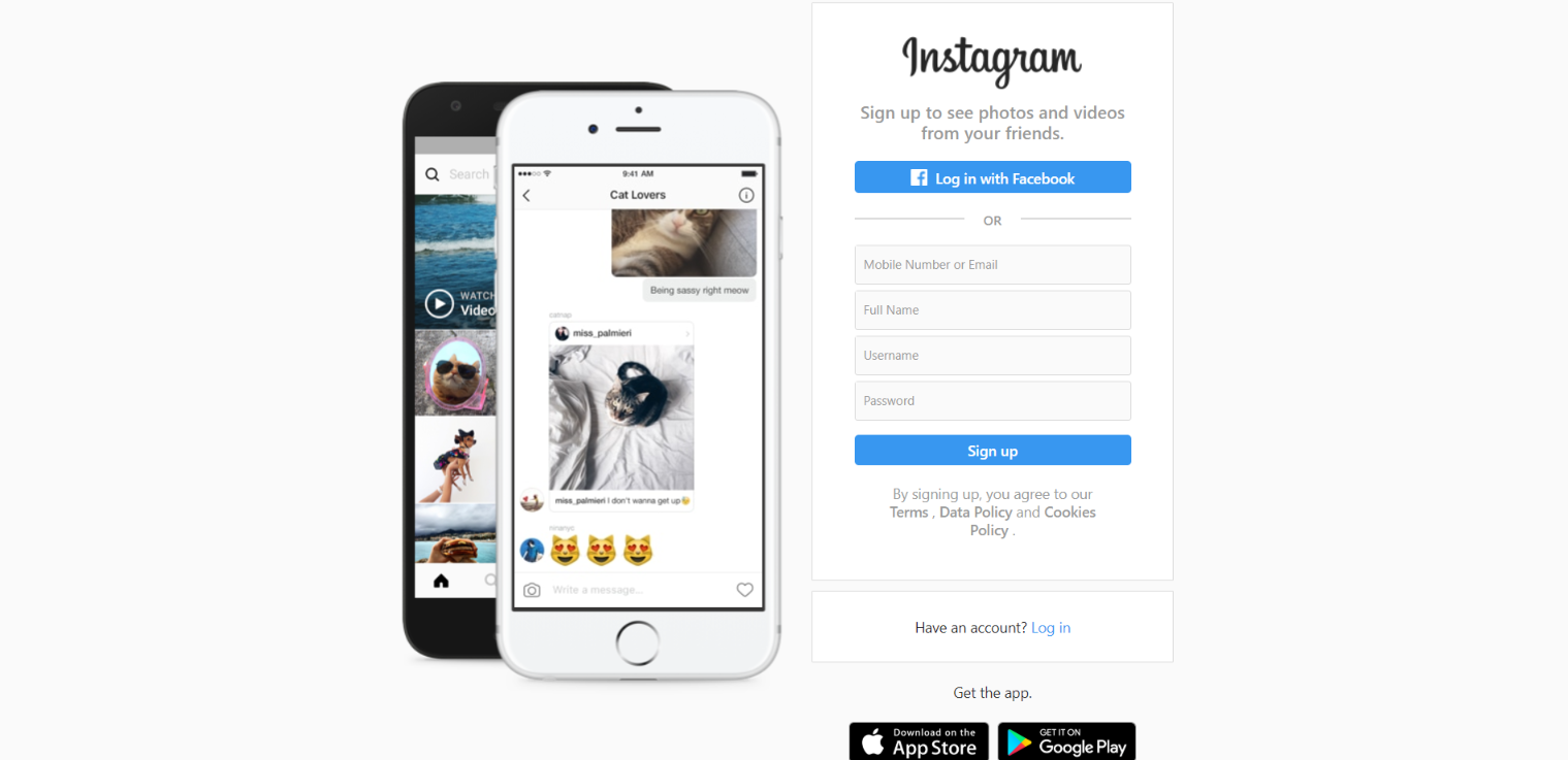 Instagram home page